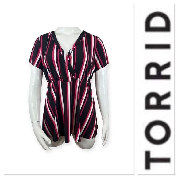 Torrid multi vertical strip wrap top size 2X - Picture 1 of 8